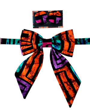 The "Alani" Pink, Purple, Orange, Blue Bowtie and Button Earrings Set