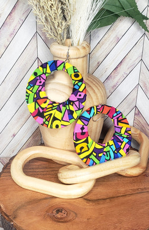 The "Charisma" Multicolor African Print Hoop Earrings