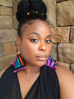 "Alani" Multicolored African Print Fabric Earrings