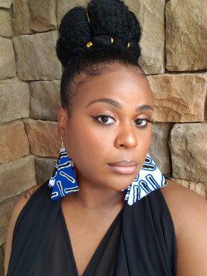 "Zena" Blue and White Fabric Earrings