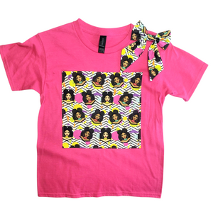 "Afro Puffs" Patch Girl's T Shirt & Hairbow