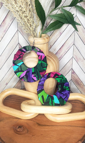 The "Iyanna" Floral Print Ankara Hoop Earrings