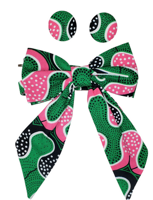 "Pretty Girl" Pink and Green Bowtie Set
