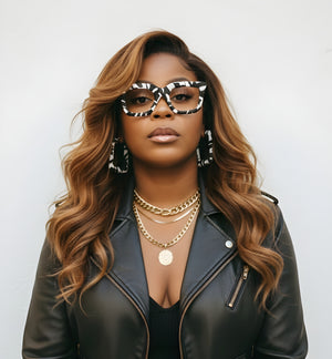 Black and White African Print Eyeglass Frames & Hoops Set