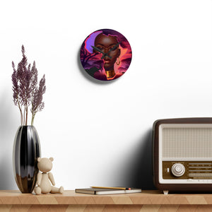African Sunset Acrylic Wall Clock - Modern Home Decor with Inspirational Woman Design