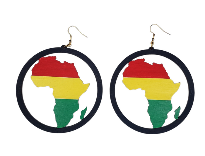 "Diaspora" Handpainted Africa Cutout Earrings