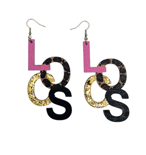 Pink Leopard Locs Hand Painted Earrings