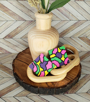 "Square Biz" Handpainted Multicolored Earrings