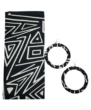 The "Tya" Black and White African Print Head Wrap or Set