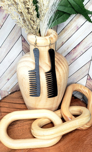 Hand Painted Comb Dangle Earrings