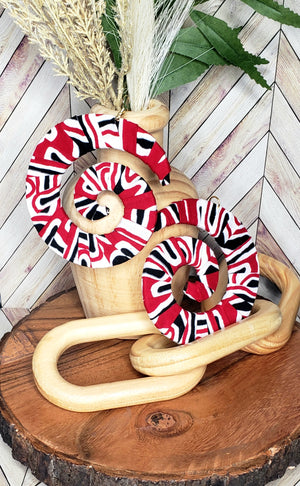 "Nyekundu" Red and White Spiral Earrings