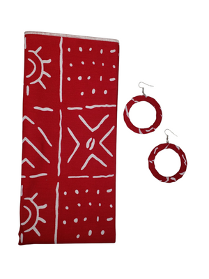 The "Pia" Red and White, African Print Head Wrap or Set