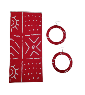 The "Pia" Red and White, African Print Head Wrap or Set