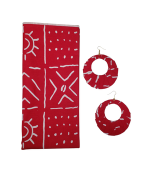 The "Pia" Red and White, African Print Head Wrap or Set