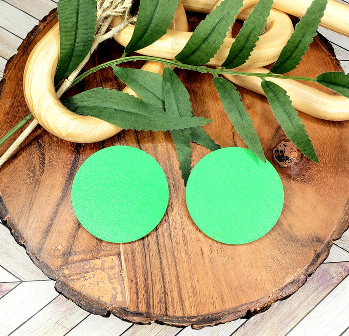 Hand Painted Wood Circle Stud Earrings Multiple Colors