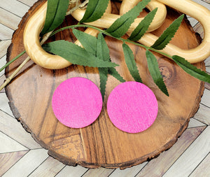 Hand Painted Wood Circle Stud Earrings Multiple Colors