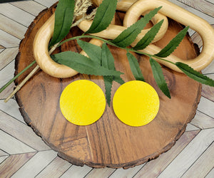 Hand Painted Wood Circle Stud Earrings Multiple Colors