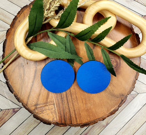 Hand Painted Wood Circle Stud Earrings Multiple Colors