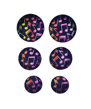 Music Notes" Metallic Button Earrings