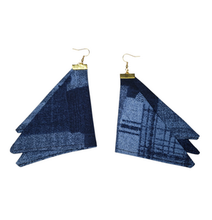 Denim Patchwork Fabric Earrings