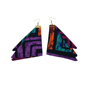 "Alani" Multicolored African Print Fabric Earrings