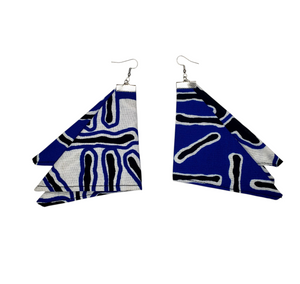 "Zena" Blue and White Fabric Earrings