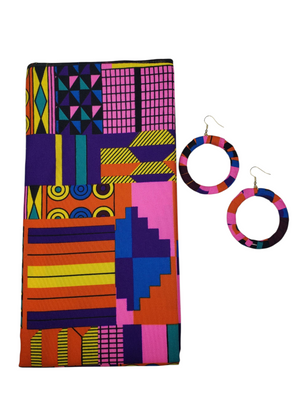 Neon Pink Kente Head Wrap or Set