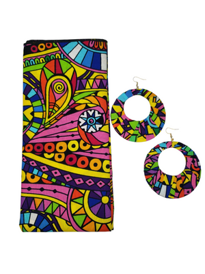 The "Charisma" Multicolored African Print Head Wrap or Set