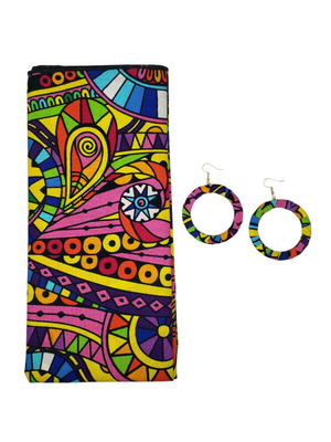 The "Charisma" Multicolored African Print Head Wrap or Set