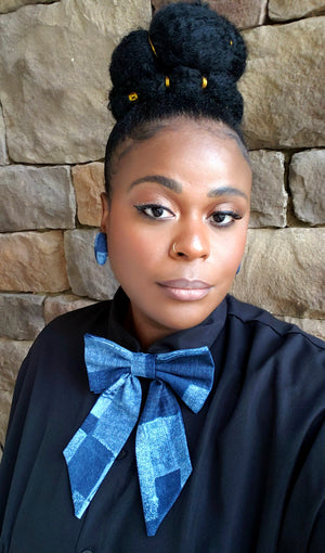 Denim Patchwork Bowtie Set