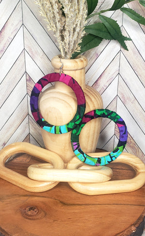 The "Iyanna" Floral Print Ankara Hoop Earrings