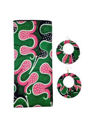 The "Pretty Girl" Pink, Green, Black, White Floral Print Head Wrap or Set