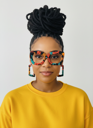 "Ancestral Code" African Print Eyeglass Frames & Hoops Set