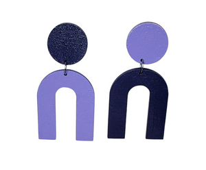 Purple Two Toned Hand Painted Earrings