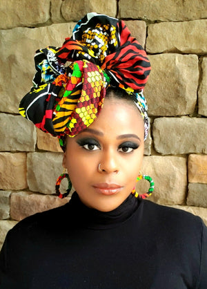 "Earth Fire" African Head Wrap or Set