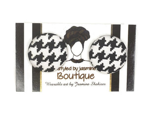 Houndstooth Button Earrings